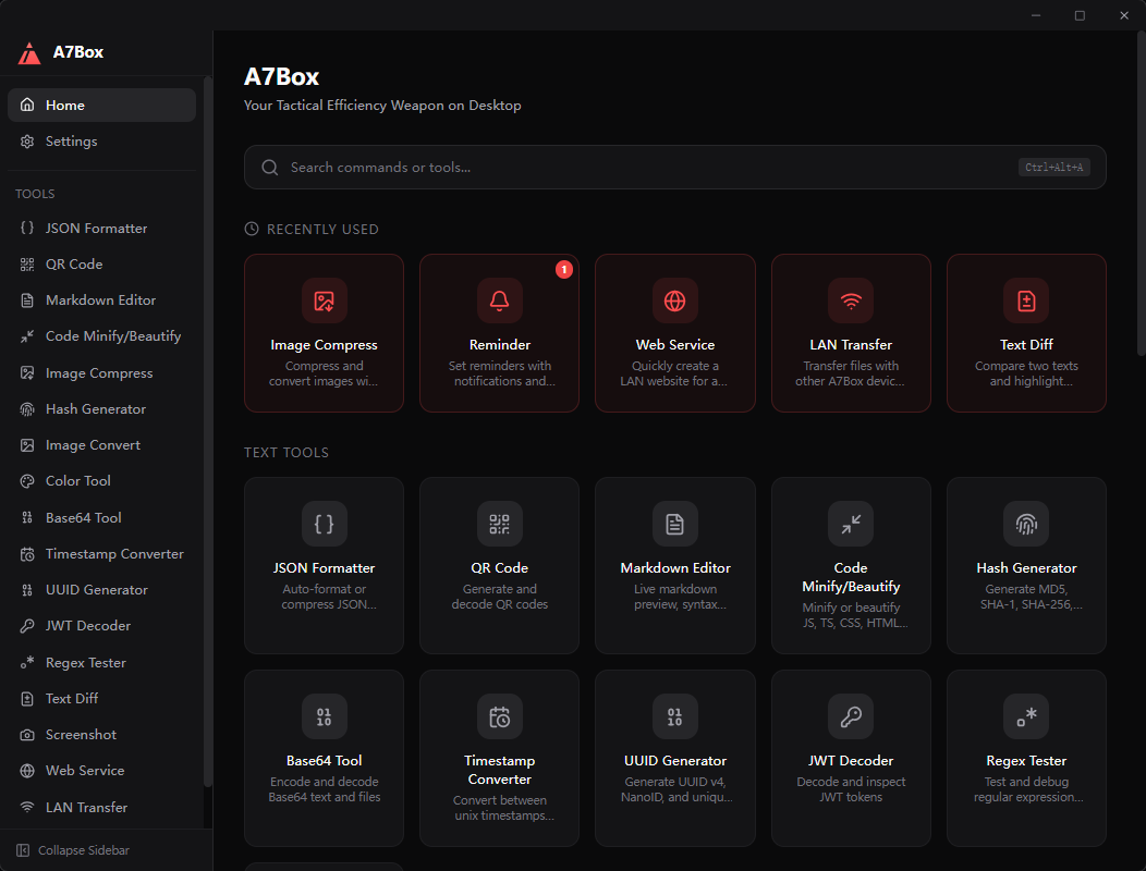 A7Box interface - English